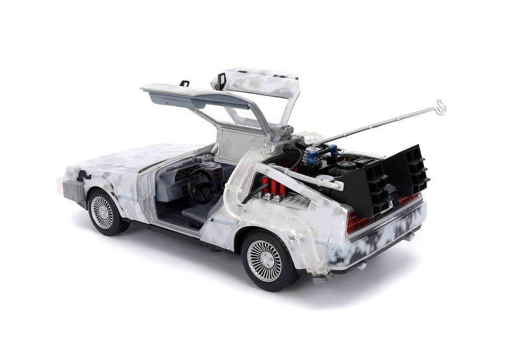 DeLorean Time Machine w/Lights Frost Version, Back to the Future Part I - Jada Toys 36145 - 1/24 Scale Diecast Model Toy Car