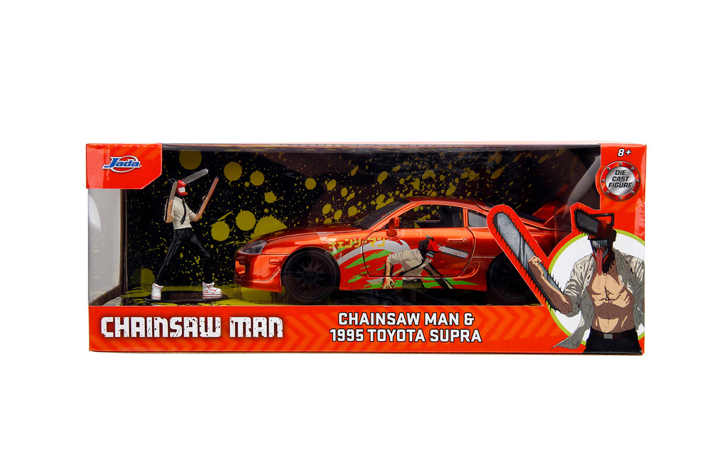 2022 Toyota Supra w/Chainsaw Man Diecast Figure, Orange - Jada