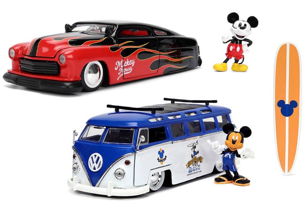 Modern/Classic Mickey Mouse 2-Pack Mercury/VW T1 Bus w/Figurines
