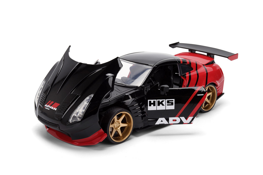 2009 Nissan GT-R Ben Sopra HSK "Advan", Black/Red - Jada Toys 37022 - 1/24 Scale Diecast Model Toy Car