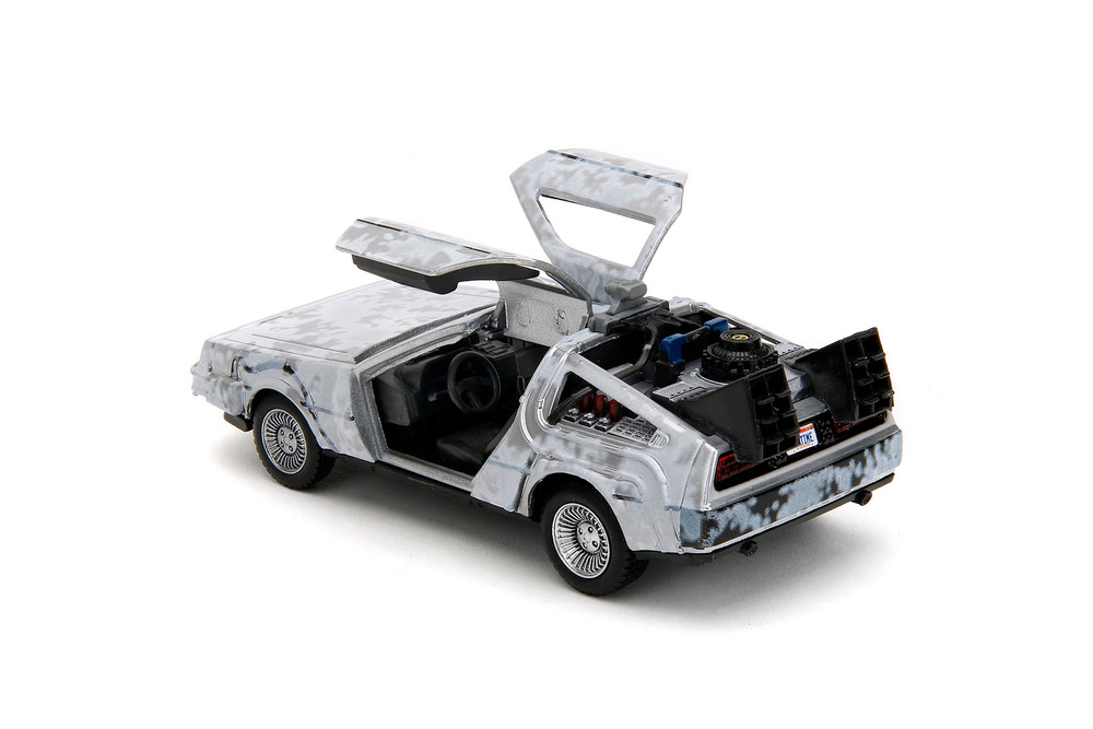 DeLorean DMC w/DR. E. Brown's Enterprise Truck 40th Anniversary Packaging - Jada Toys 36848 - 1/32 Scale Diecast Model Toy Car
