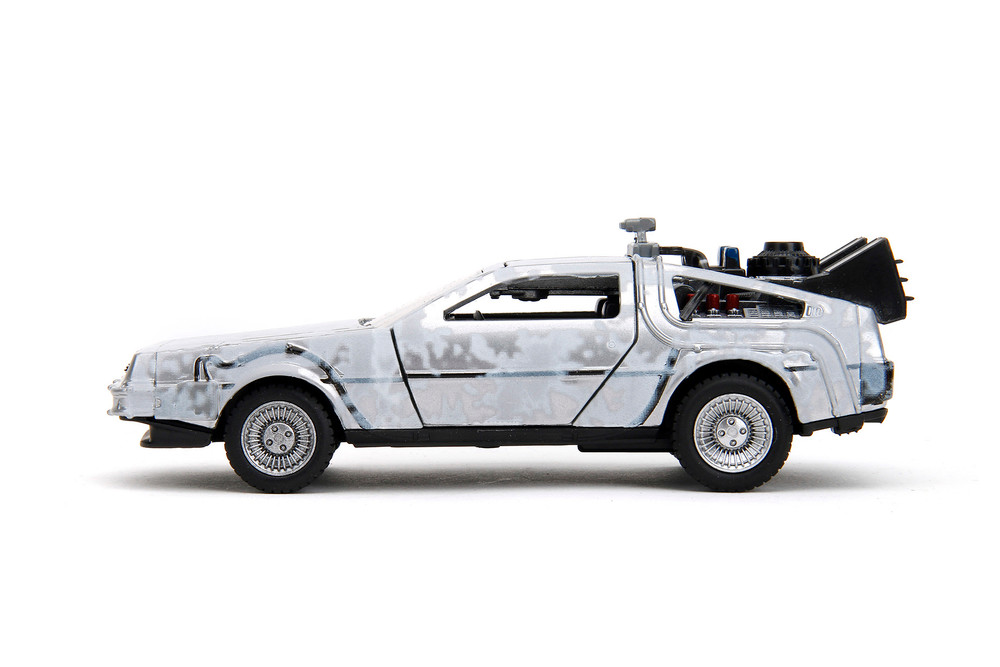 DeLorean DMC w/DR. E. Brown's Enterprise Truck 40th Anniversary Packaging - Jada Toys 36848 - 1/32 Scale Diecast Model Toy Car