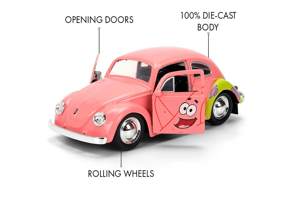 Patrick Star 1959 Volkswagen Beetle, Spongebob Squarepants - Jada Toys 35479 - 1/32 Scale Diecast Model Toy Car