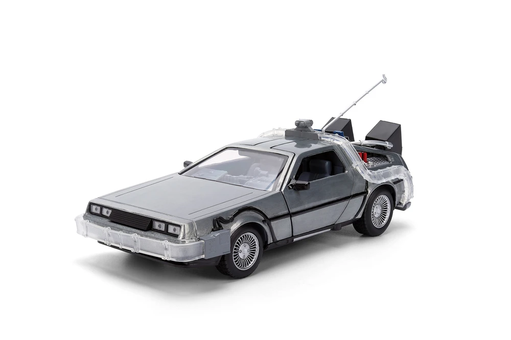 DeLorean DMC w/DR. E. Brown's Enterprise Truck 40th Anniversary Packaging - Jada Toys 36849 - 1/24 Scale Diecast Model Toy Car