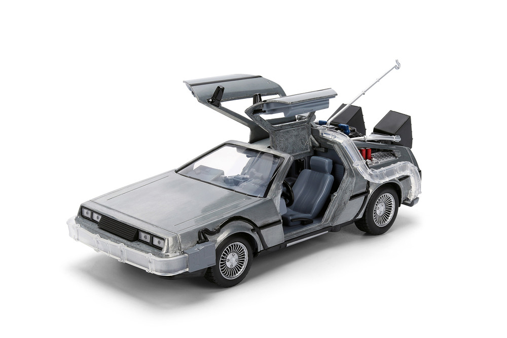 DeLorean DMC w/DR. E. Brown's Enterprise Truck 40th Anniversary Packaging - Jada Toys 36849 - 1/24 Scale Diecast Model Toy Car