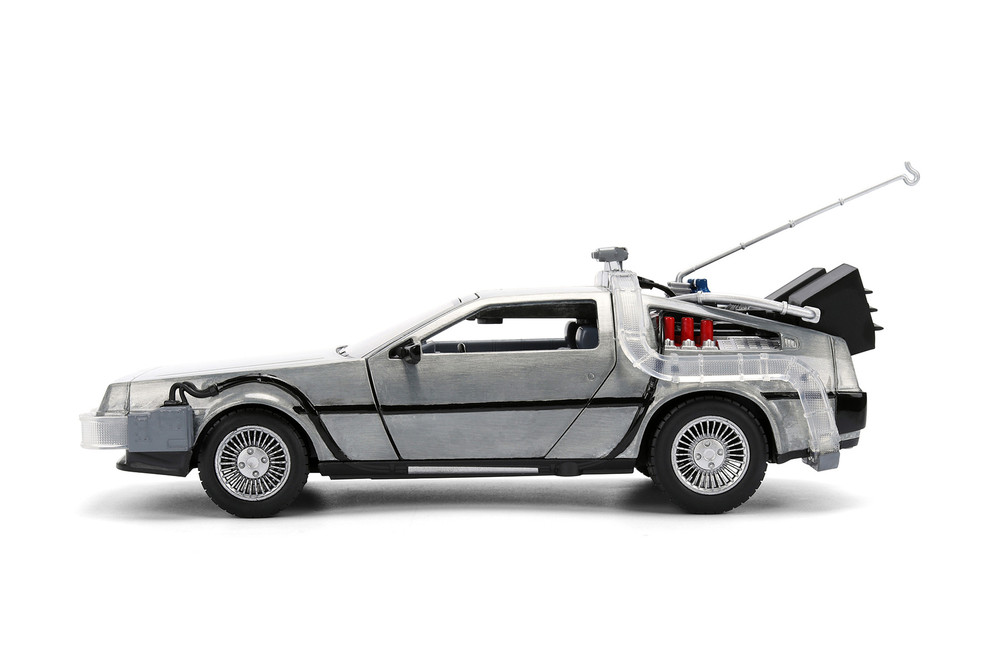 DeLorean DMC w/DR. E. Brown's Enterprise Truck 40th Anniversary Packaging - Jada Toys 36849 - 1/24 Scale Diecast Model Toy Car