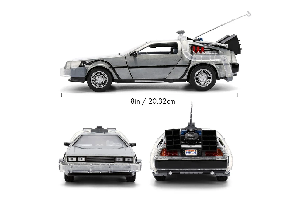DeLorean DMC w/DR. E. Brown's Enterprise Truck 40th Anniversary Packaging - Jada Toys 36849 - 1/24 Scale Diecast Model Toy Car