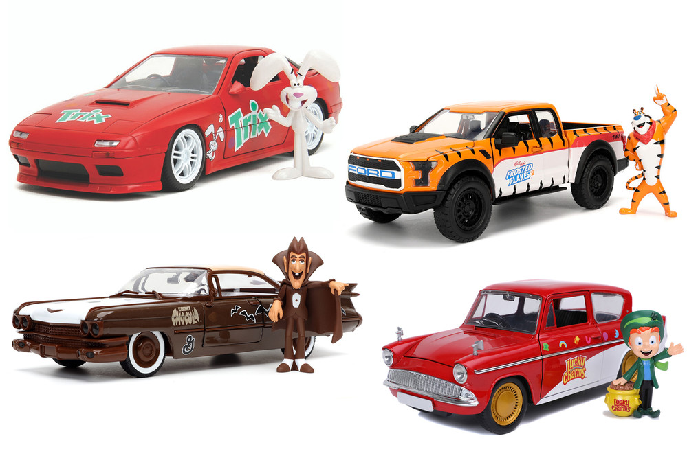 Cereal 4-Pack F-100, RX-7, Anglia, Coupe DeVille - Jada Toys 32204