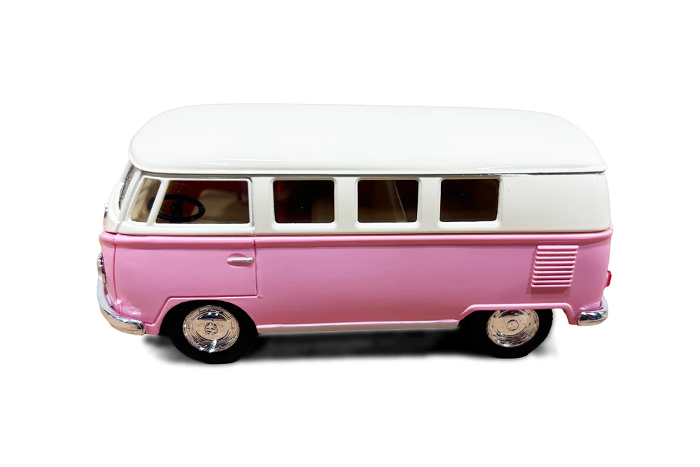 1962 Volkswagen Classical Bus, Pastel Pink - Kinsmart 5377DY - 1/32 Scale Diecast Model Toy Car