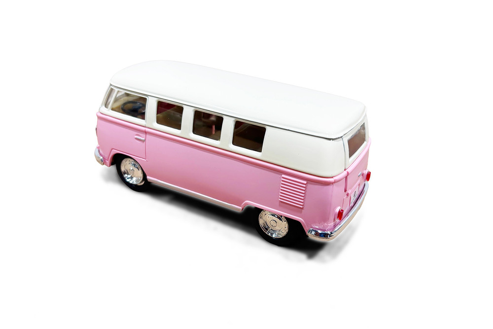 1962 Volkswagen Classical Bus, Pastel Pink - Kinsmart 5377DY - 1/32 Scale Diecast Model Toy Car