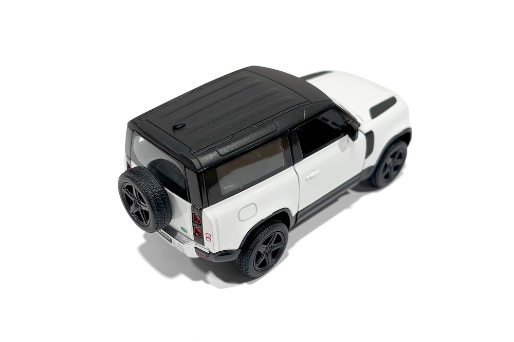 Land Rover Defender 90, White w/Black Roof - Kinsmart 5428DW - 1/36 Scale Diecast Model Toy Car