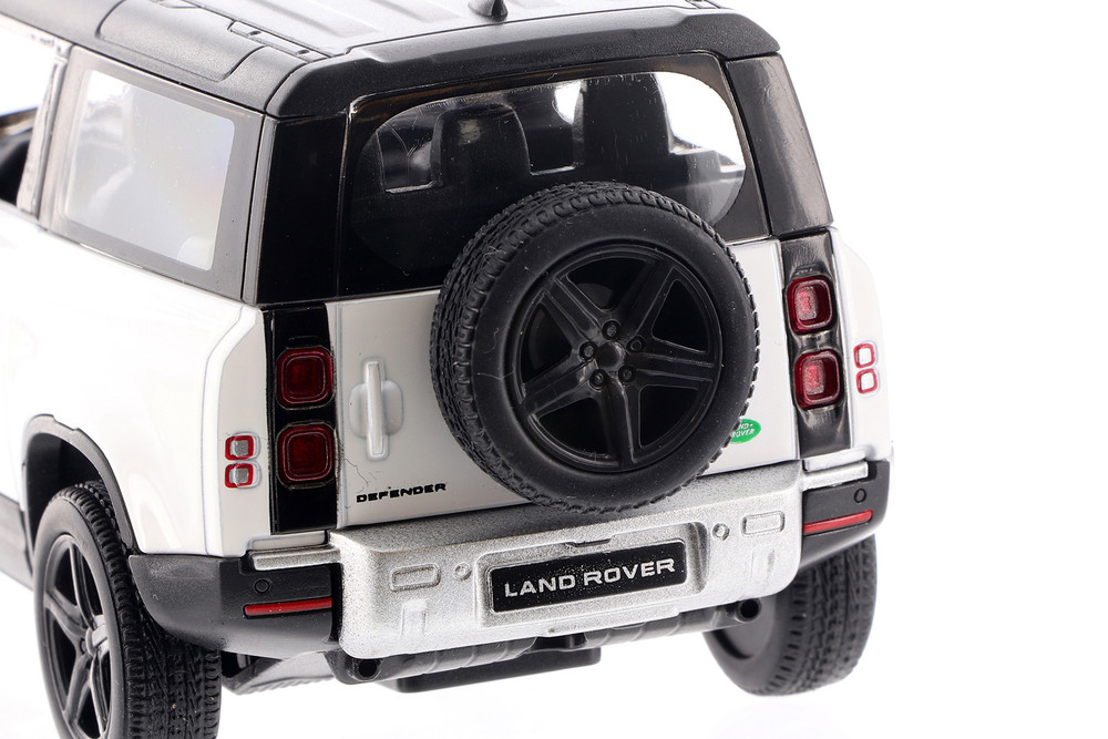 Land Rover Defender 90, White w/Black Roof - Kinsmart 5428DW - 1/36 Scale Diecast Model Toy Car