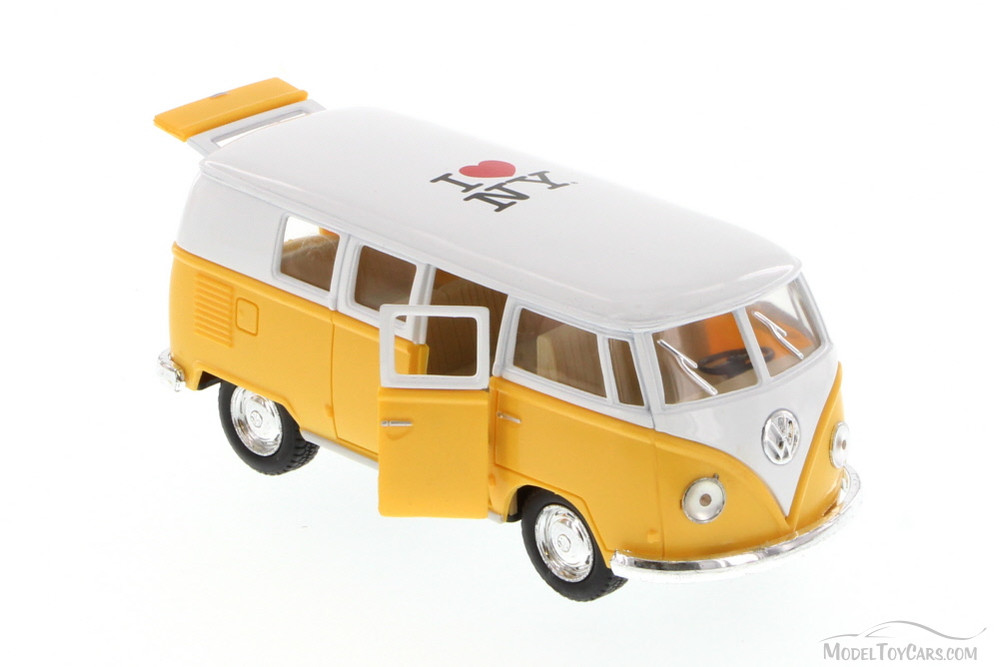 I Love New York 1962 Volkswagen Classic Bus, Yellow - Kinsmart 5060D-ILNY - 1/32 Scale Diecast Model Toy Car