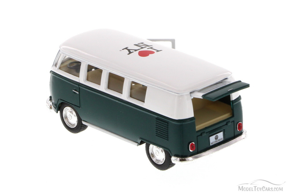 I Love New York 1962 Volkswagen Classic Bus, Teal - Kinsmart 5060D-ILNY - 1/32 Scale Diecast Model Toy Car