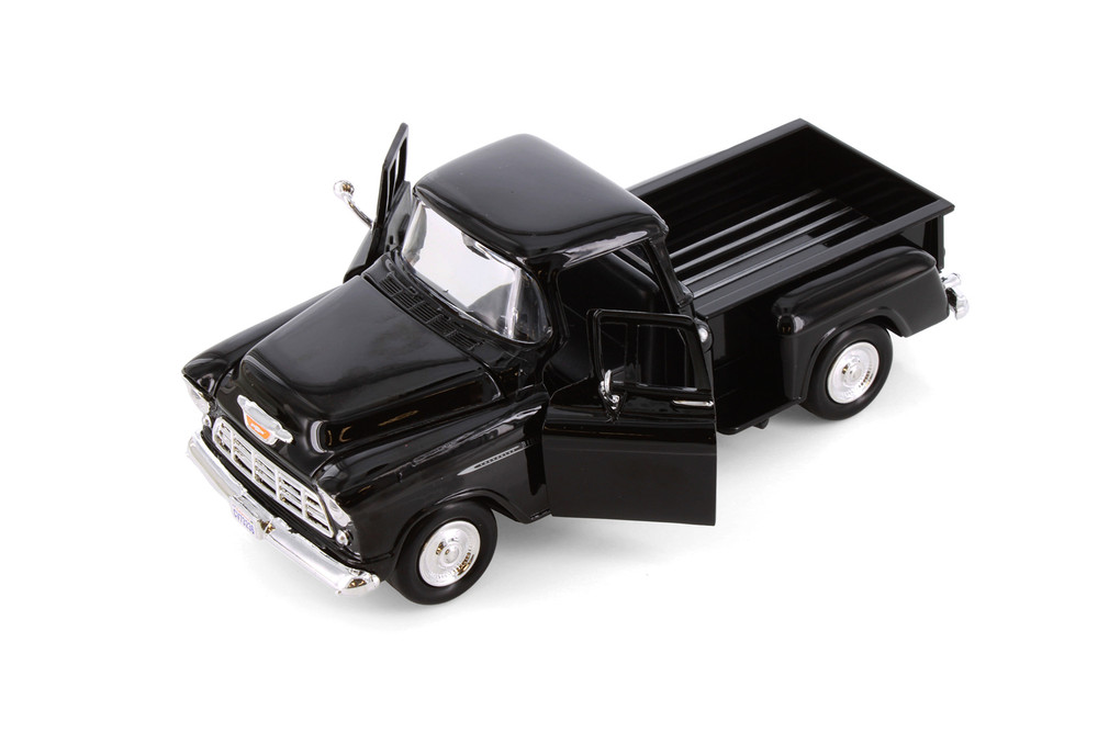 1955 Chevy 3100 Stepside Pickup Truck, Black - Showcasts 77236D