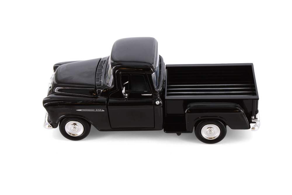 1955 Chevy 3100 Stepside Pickup Truck, Black - Showcasts 77236D