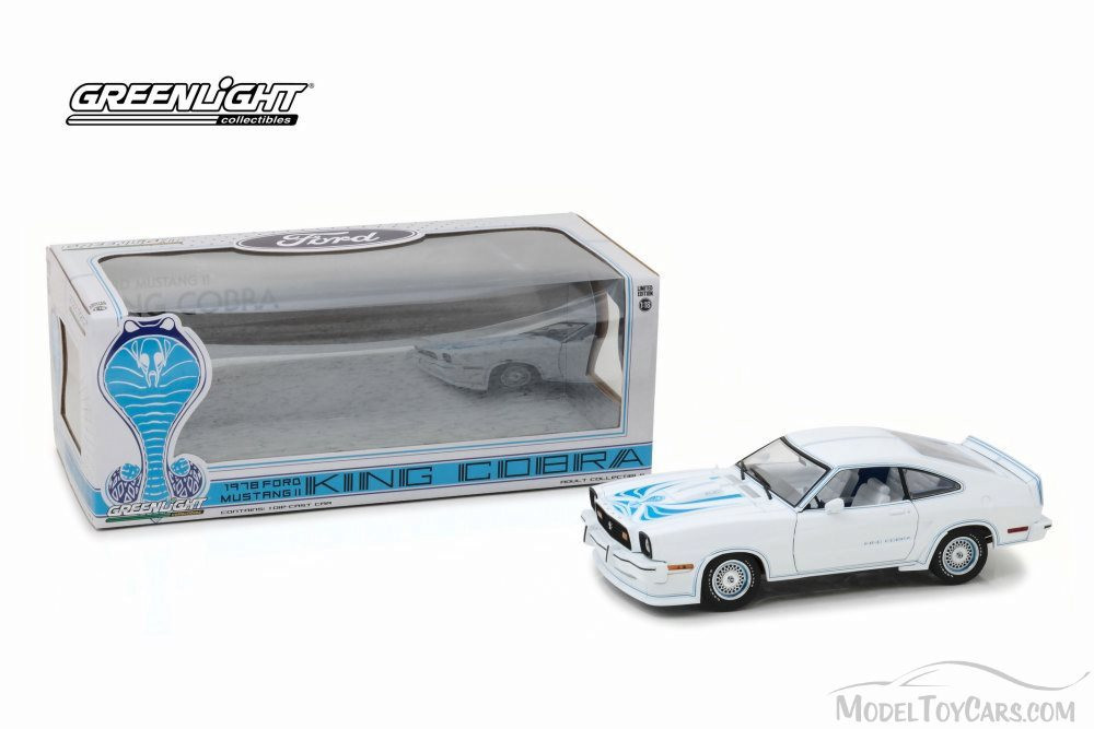 1978 Ford Mustang II King Cobra, White w/ Blue - Greenlight 13508