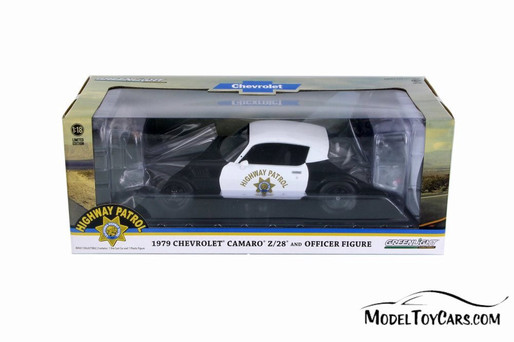 1979 Chevy Camaro Z/28 California Highway Patrol, Black w/ White -  Greenlight 13506 - 1/18 Scale Diecast Model Toy Car