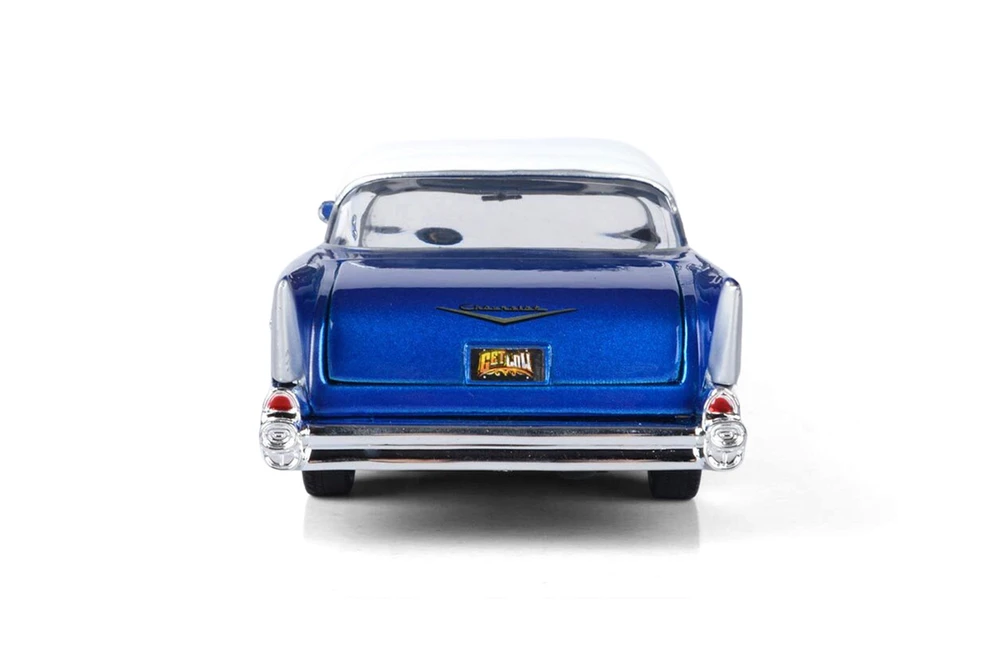 1957 Chevy Bel Air Lowrider, Blue/White - Motor Max 79030 - 1/24 Scale Diecast Model Toy Car