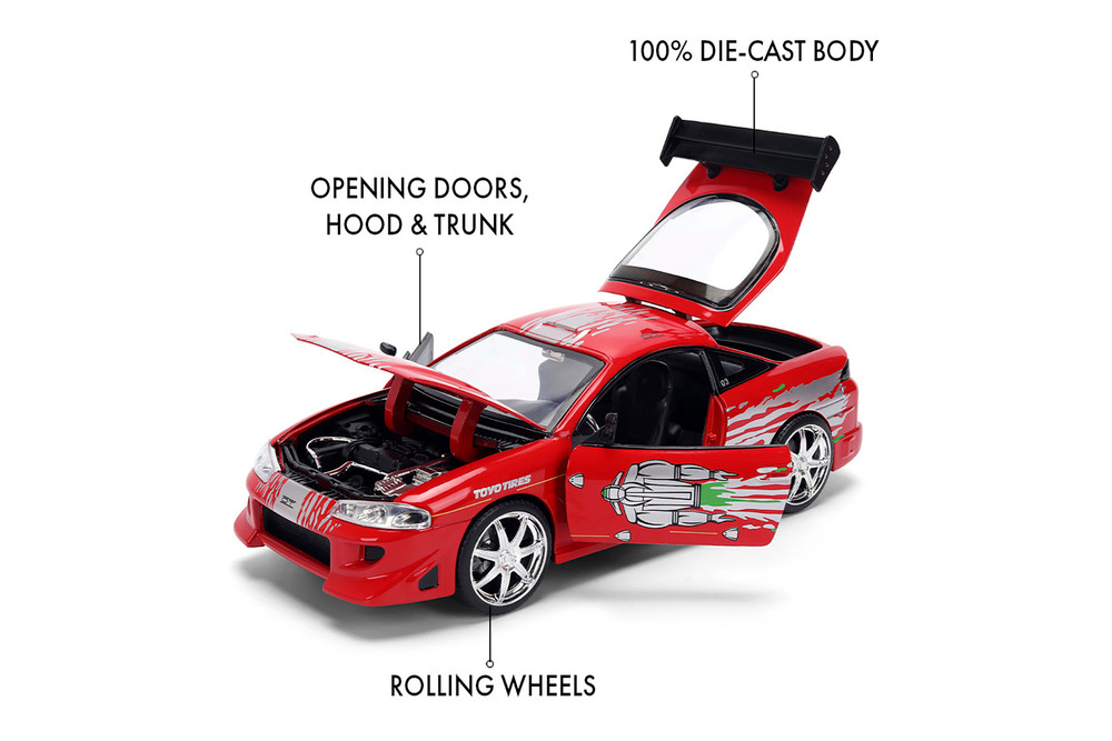 Brian's Mitsubishi Eclipse Remix, Fast & Furious - Jada Toys 36815 - 1/24 Scale Diecast Model Toy Car