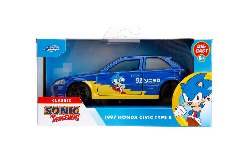 1997 Honda Civic Type R, Sonic the Hedgehog - Jada Toys 35482 - 1/32 Scale Diecast Model Toy Car