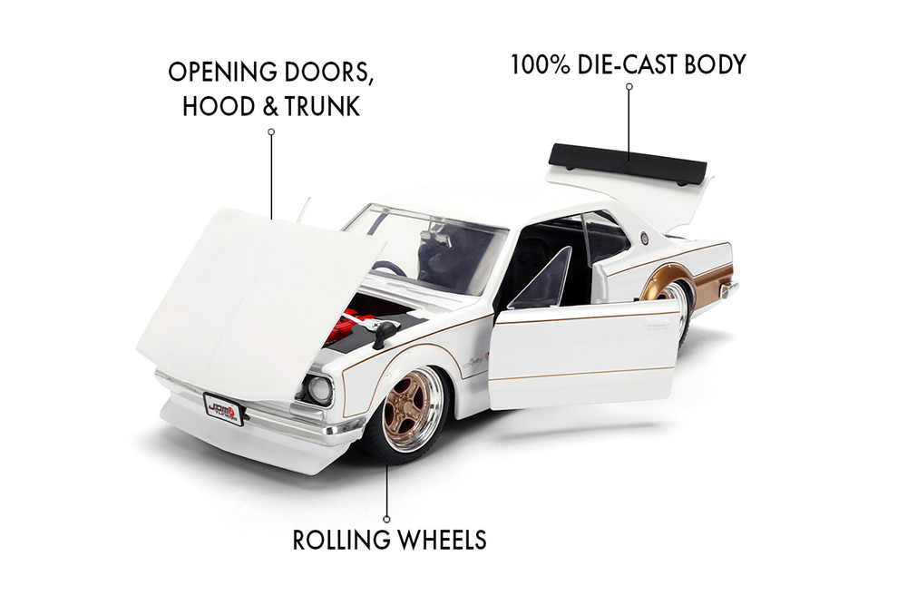 1971 Nissan Skyline GT-R, White/Gold - Jada Toys 37021 - 1/24