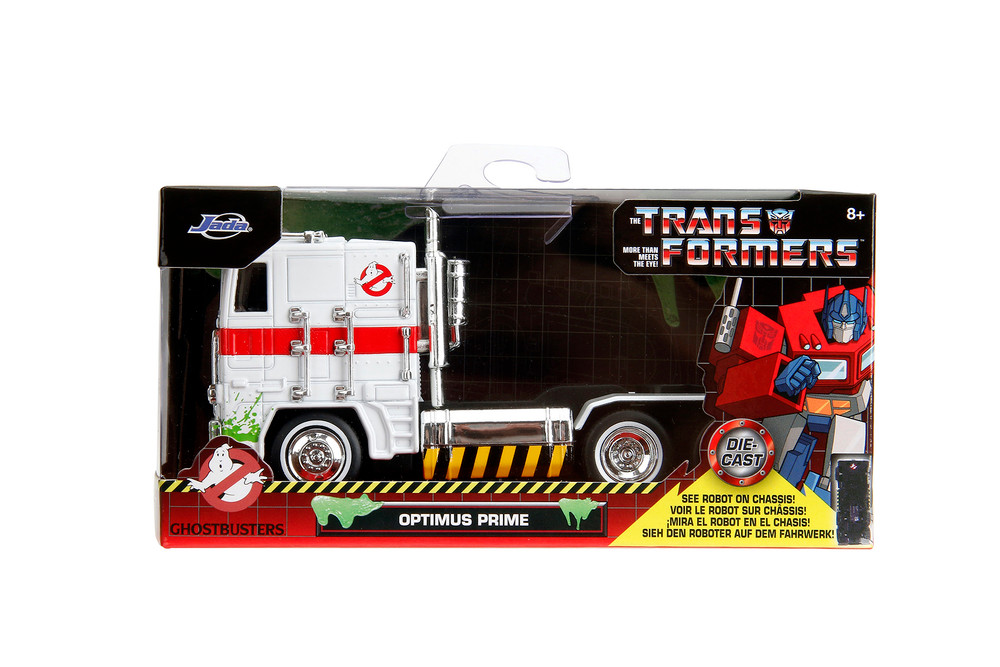 Optimus Prime Truck Ghostbuster Ecto-1 Crossover, Transformers - Jada Toys 35862 - 1/32 Scale Diecast Model Toy Car