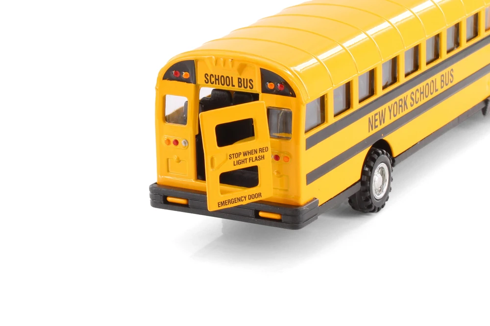 Box of 4 New York Super School Bus, Yellow - Showcasts 9948/4DNY - 8.5" Scale Diecast Model Toy Cars