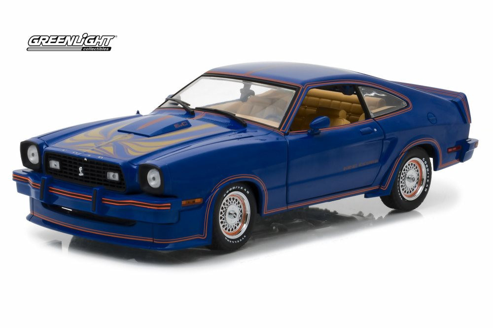 ❁Ma❁ 1978 Ford Mustang II King Cobra, Blue w/ Decals - Greenlight 13507