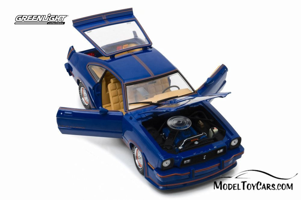 ❁Ma❁ 1978 Ford Mustang II King Cobra, Blue w/ Decals - Greenlight 13507
