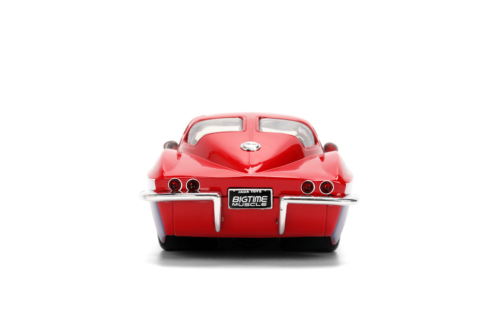 1963 Chevy Corvette Stingray #63 - Chevy Racing, Red w/White Stripes - Jada Toys 36594 - 1/24 Scale Diecast Model Toy Car