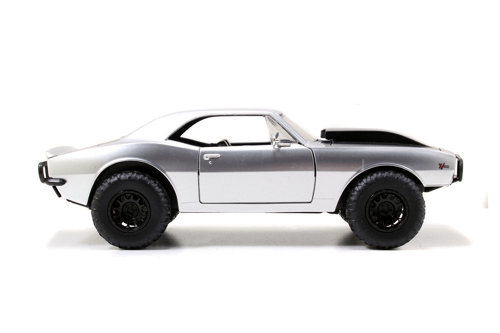Fast & Furious Roman's Chevy Camaro Off Road, Silver with Stripes - Jada Toys 97166 - 1/24 Scale Diecast Model Toy Car