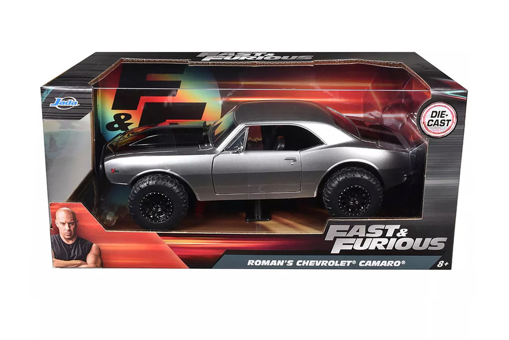 Fast & Furious Roman's Chevy Camaro Off Road, Silver with Stripes - Jada Toys 97166 - 1/24 Scale Diecast Model Toy Car