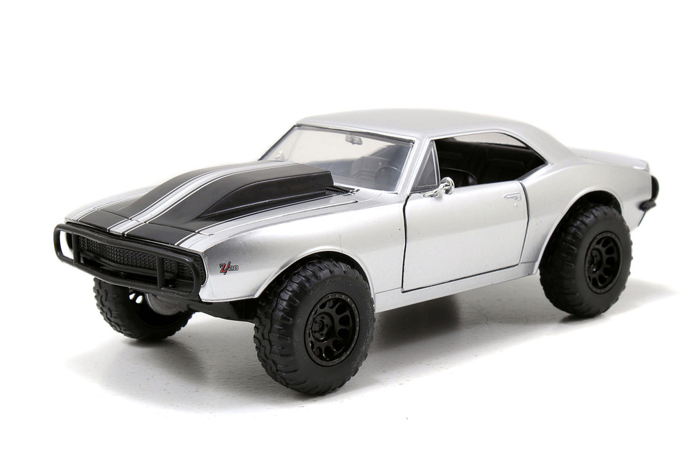 Fast & Furious Roman's Chevy Camaro Off Road, Silver with Stripes - Jada Toys 97166 - 1/24 Scale Diecast Model Toy Car