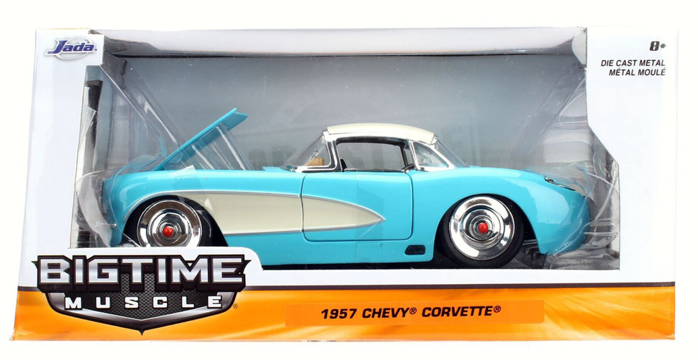 1957 Chevy Corvette, Sky Blue - JADA Toys 98161WA1 - 1/24 Scale Diecast Model Toy Car