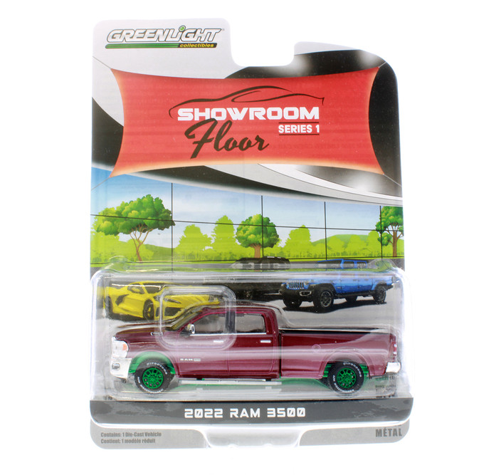 GREEN MACHINE 2022 Dodge Ram 3500 Limited Longhorn, Red - Greenlight 68010F/48 - 1/64 Scale Diecast Model Toy Car
