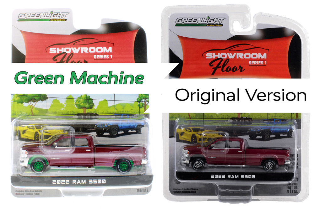 GREEN MACHINE 2022 Dodge Ram 3500 Limited Longhorn, Red - Greenlight 68010F/48 - 1/64 Scale Diecast Model Toy Car