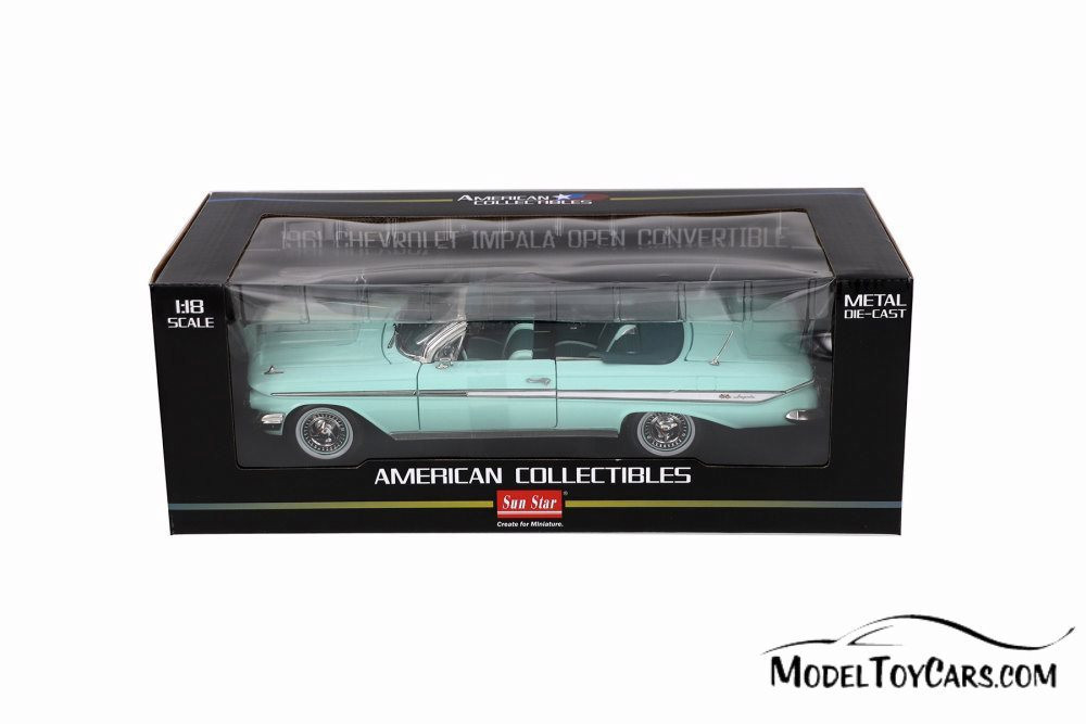 1961 Chevy Impala Open Convertible, Seafoam Green - Sun Star 3409