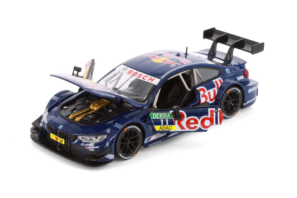 Box of 4 BMW M4 DTM w/Red Bull Racing Livery, Dark Blue - Showcasts 68295D - 1/24 Scale Diecast Model Toy Cars