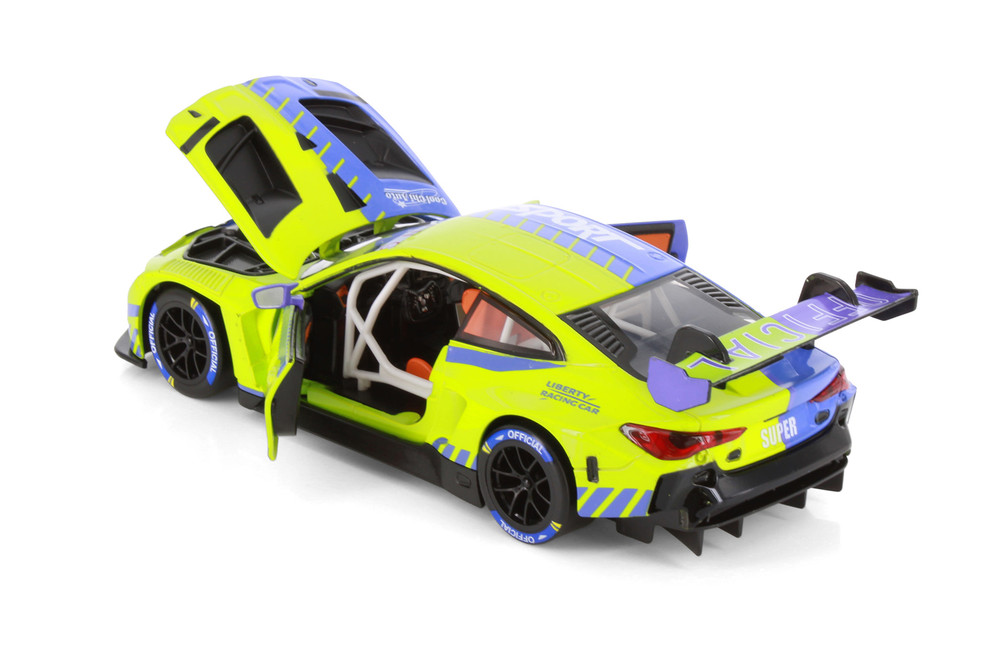 Box of 4 BMW M4 GT3 Liberty Racing Car #02, Green/Blue - Showcasts 68282GD - 1/24 Scale Diecast Model Toy Cars