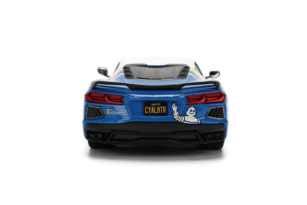 2020 Chevy Corvette Stingray C8 #89 "Michelin", White/Blue - Jada Toys 36597 - 1/24 Scale Diecast Model Toy Car