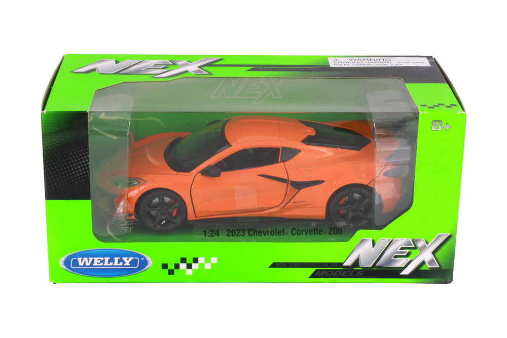 2023 Chevy Corvette Z06 Hardtop, Orange - Welly 24120WOR - 1/24 Scale Diecast Model Toy Car