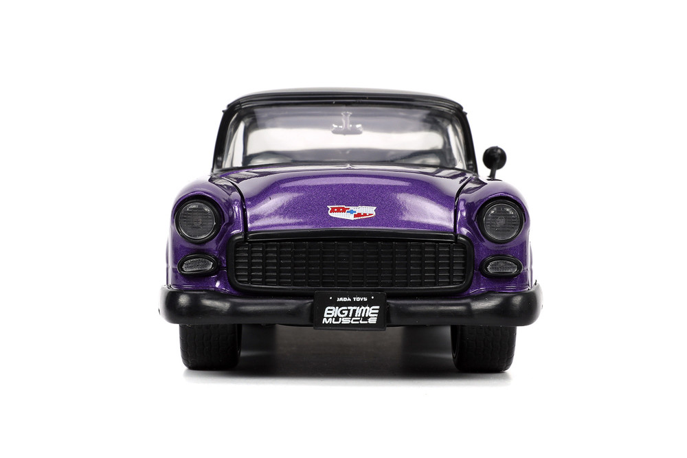 1955 Chevy Bel Air #24 Hardtop, Purple/Black - Jada Toys 32699 - 1/24 Scale Diecast Model Toy Car