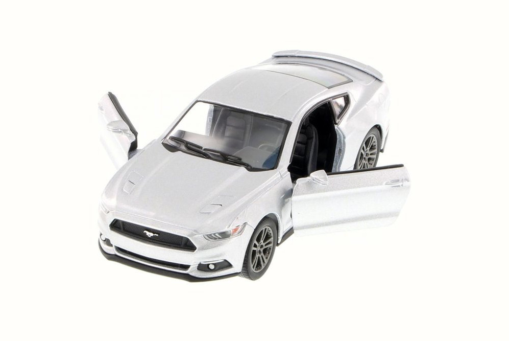 2015 Ford Mustang GT, Silver - Kinsmart 5386D - 1/38 Scale Diecast Model Toy Car