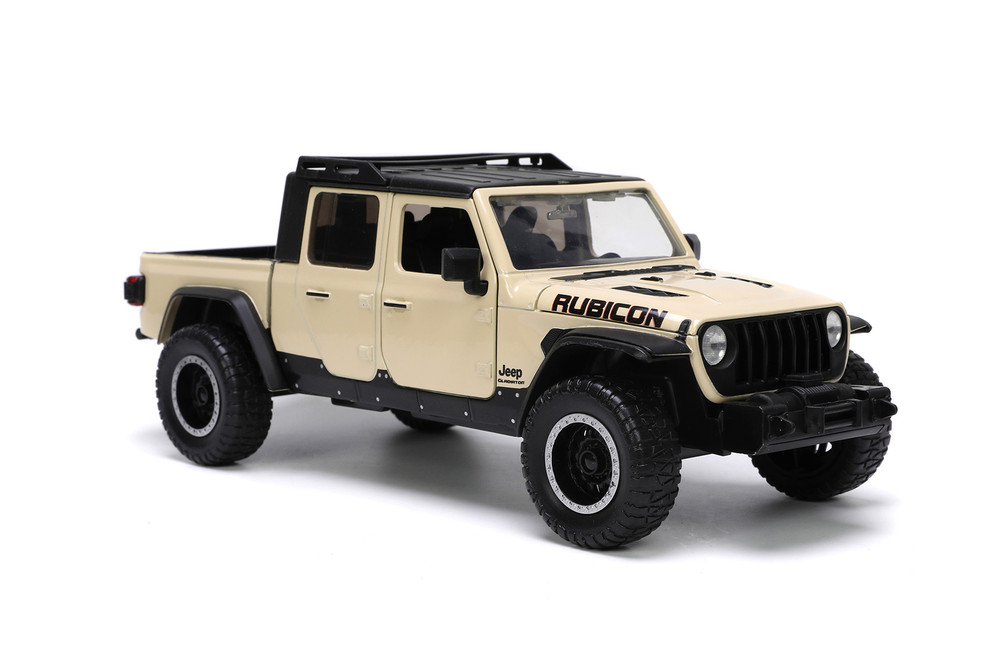 2020 Jeep Gladiator Rubicon Pickup Truck w/Roof Rack & Extra Wheels, Cream - Jada Toys 32711 - 1/24 Scale Diecast Model Toy Car