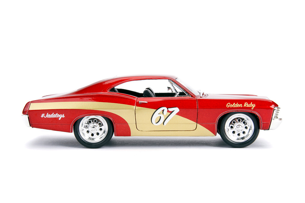 1967 Chevy Impala SS #67 "Golden Ruby", Red w/Gold - Jada Toys 30529 - 1/24 Scale Diecast Model Toy Car