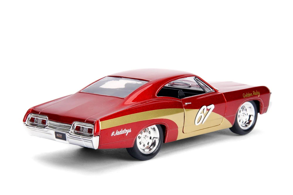 1967 Chevy Impala SS #67 "Golden Ruby", Red w/Gold - Jada Toys 30529 - 1/24 Scale Diecast Model Toy Car