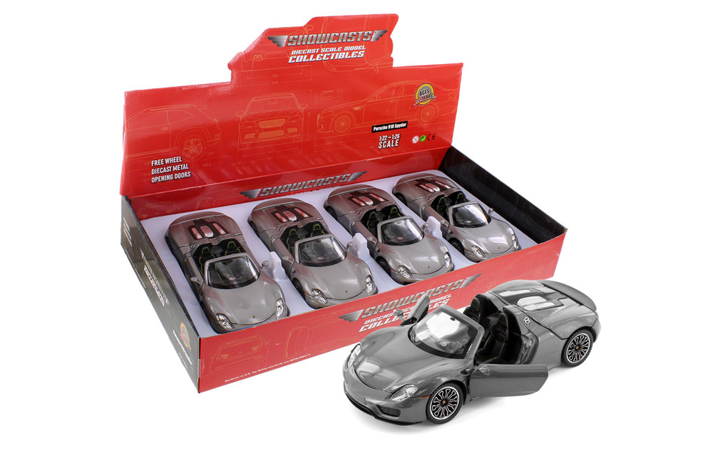 Porsche 918 Spyder, Gray - Showcasts 68242/43D - 1/24 Scale Diecast Model Toy Car