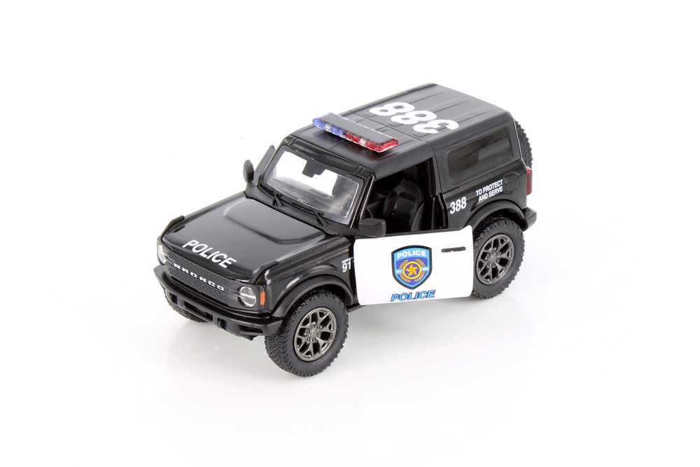 2022 Ford Bronco Police 2 Pack, Black/Silver - Kinsmart 5438DP-5438DPR - 1/34 Scale Diecast Model Toy Cars