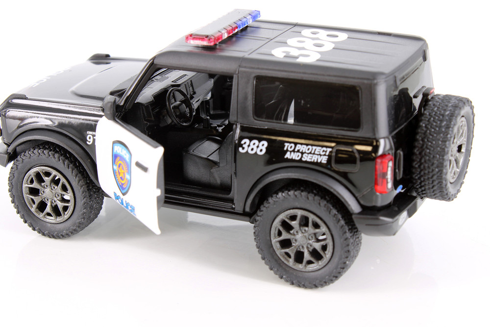 2022 Ford Bronco Police 2 Pack, Black/Silver - Kinsmart 5438DP-5438DPR - 1/34 Scale Diecast Model Toy Cars